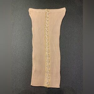 New REHAB Jlux Label Tan Ribbed‎ Bodycon Mini Dress Size Large